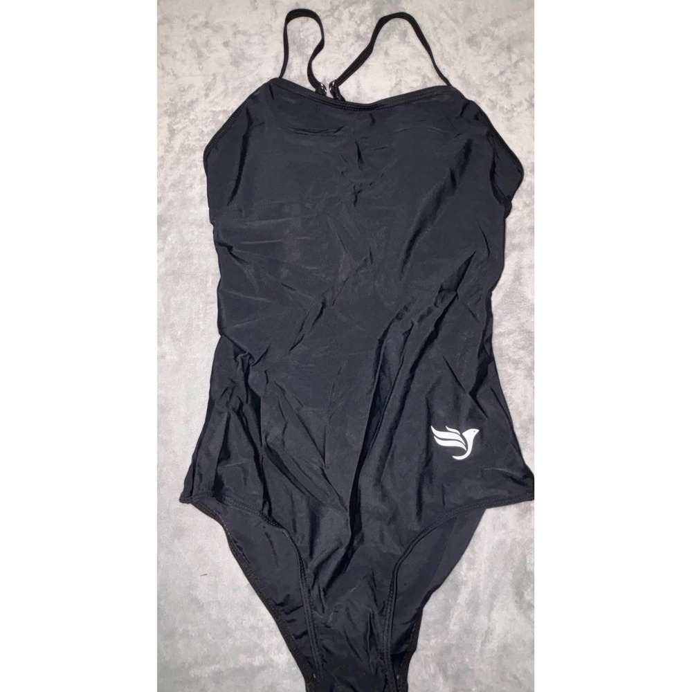 Womens One Piece Swimsuit Medium Black Athletic Open Back Padded Spaghetti Strap